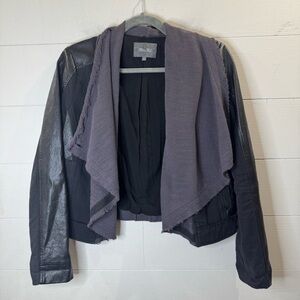 Miss Me | Women's Mixed Media Charcoal Moto Biker Jacket Coat Size Large